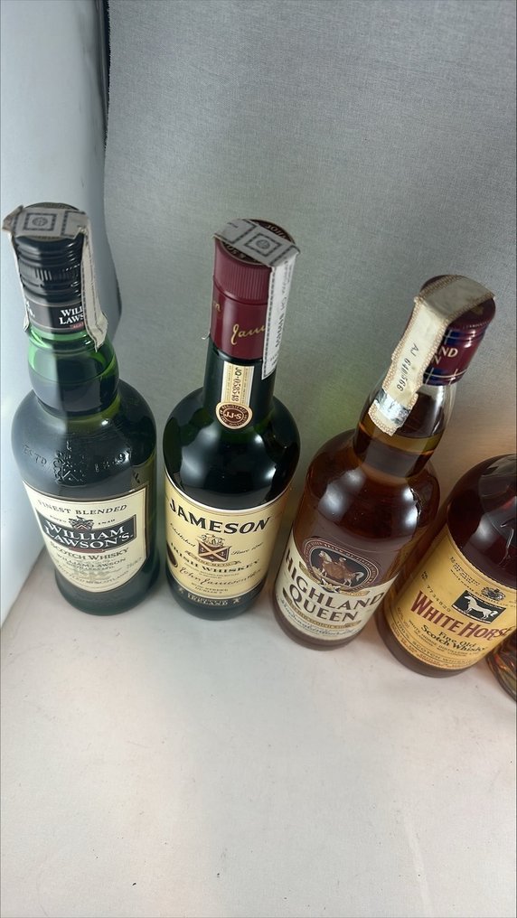 William Lawson's, Jameson, Highland Queen, White Horse, Famous Grouse, Label 5 - 70 cl, 75 cl - 6 flasker #1.0