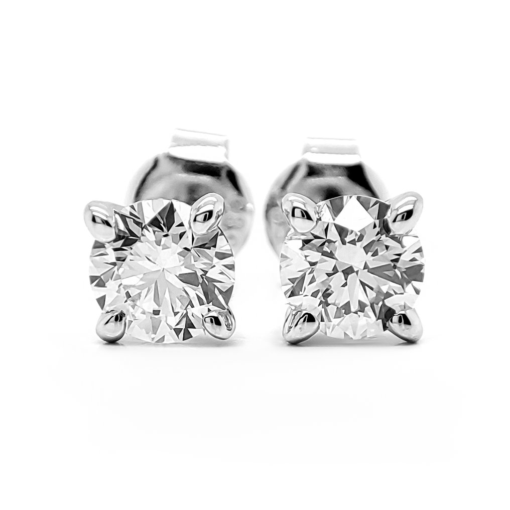 沒有保留價 - 耳環 - 14 克拉 白金 -  0.90ct. tw. 鉆石 (天然) - IGI 证书 #1.0