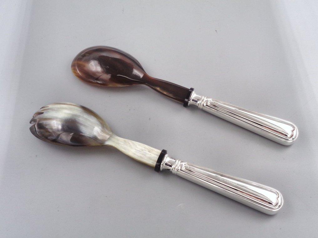 ZANOVELLO Argenteria - Servizio di posate (2) - .800 argento - per insalata con corno #1.0