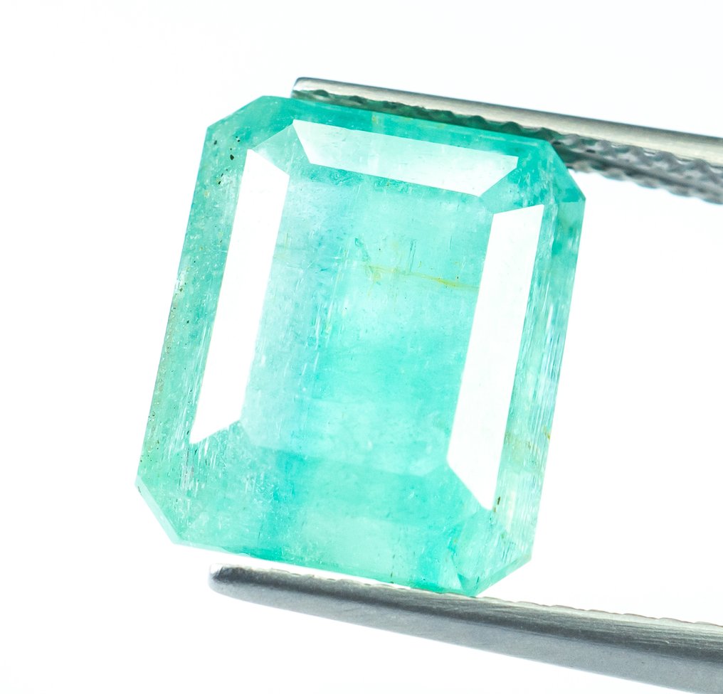 Ohne mindestpreis Smaragd - 7.01 ct - Bellerophon Gemlab - Bläulich-grün (Nigeria) #2.1