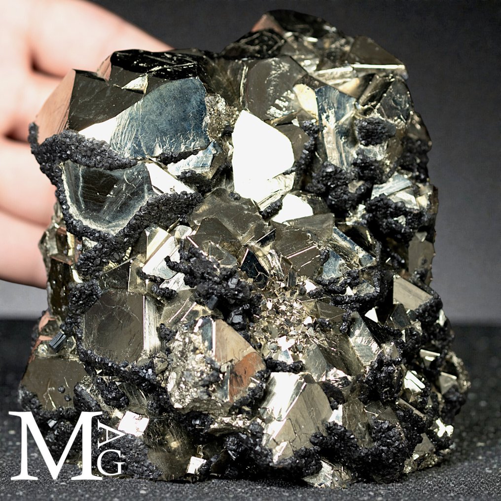 Collector specimen Pyrite with Marmatite – Huanzala Mine, Peru - Height: 125 mm - Width: 125 mm- 3302 g #1.0