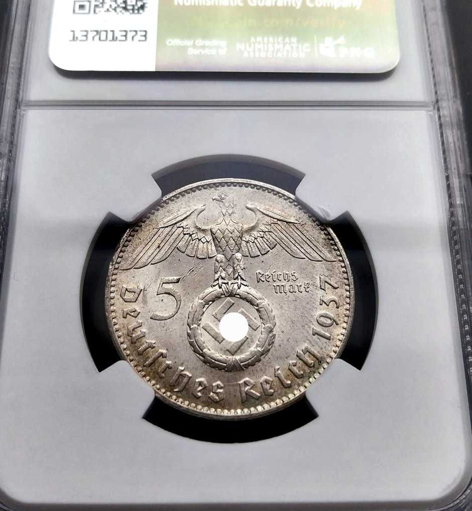 Germany, Third Reich 5 Reichsmark 1937 J MS62  (No Reserve Price) #4.3