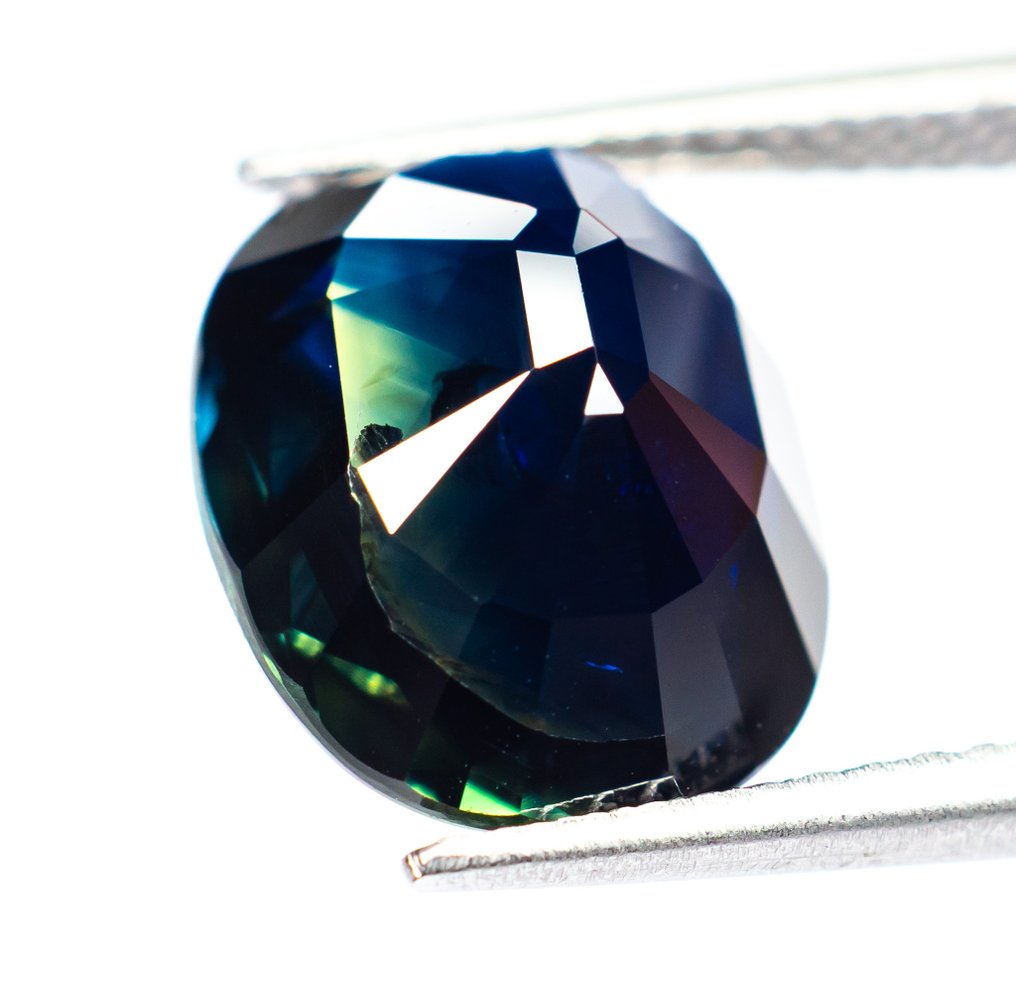 Fără preț de rezervă Safir  - 6.65 ct - Bellerophon Gemlab - Verde albastru închis #3.2