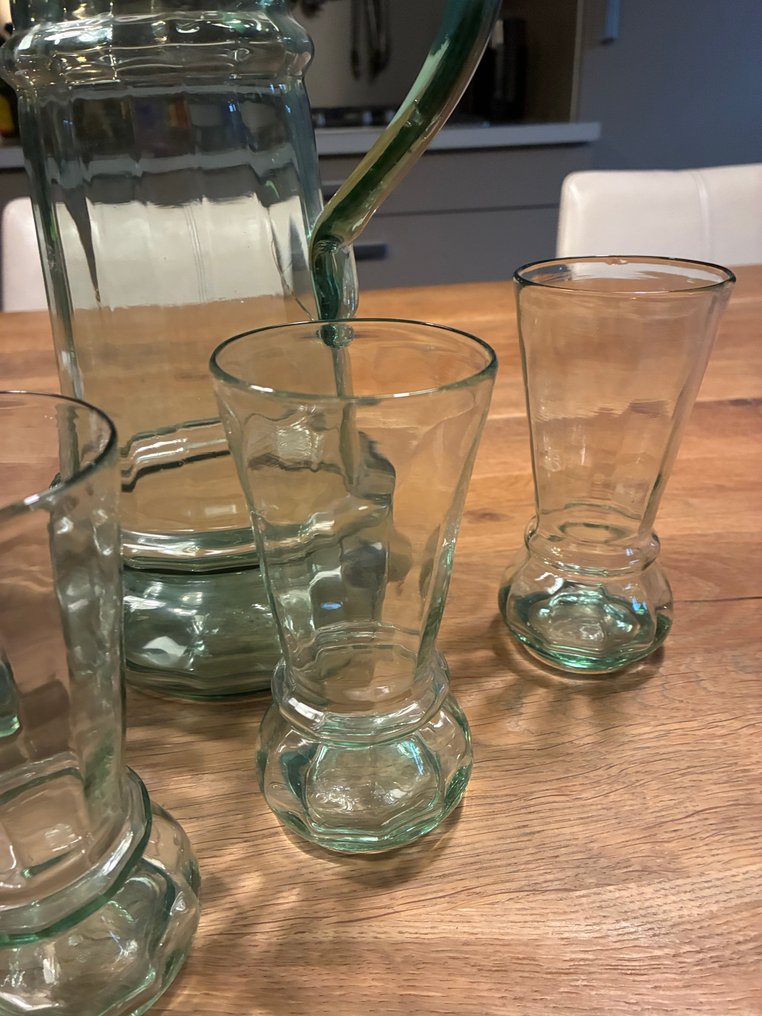 anders - Serviciu de băut (6) - sticlă verde - Set de băut antic, 6 bucăți. #3.2