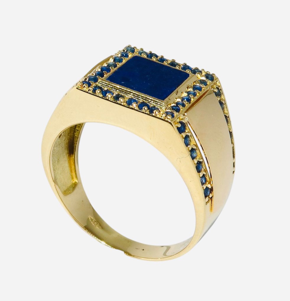 Δαχτυλίδι - 18 καράτια Κίτρινο χρυσό -  1.04ct. tw. Λάπις λαζούλι - Ζαφείρι #4.3