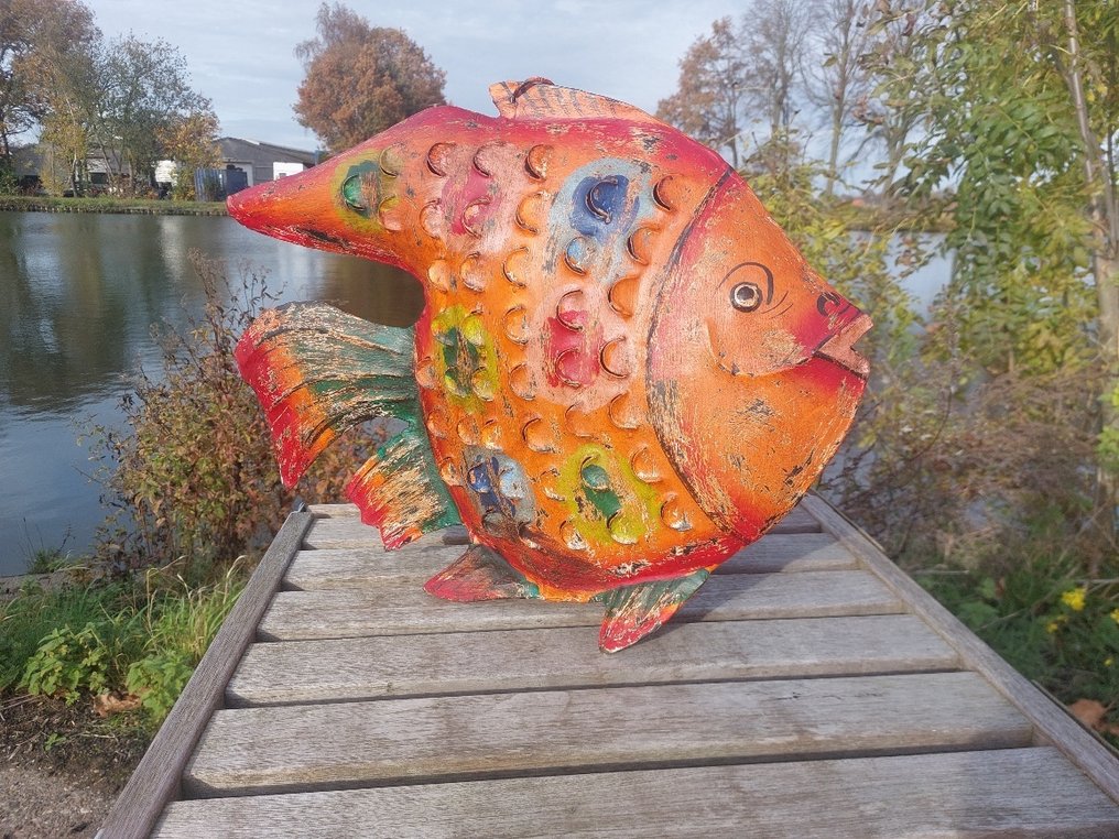 Statua, 60 cm long handmade tropical fisch - 46 cm - blik #1.0