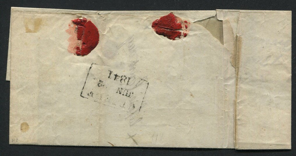 大不列顛 1840 - 2便士蓝色条,宽3厘米,原始信封上的 - Stanley Gibbons nr 5 #2.1