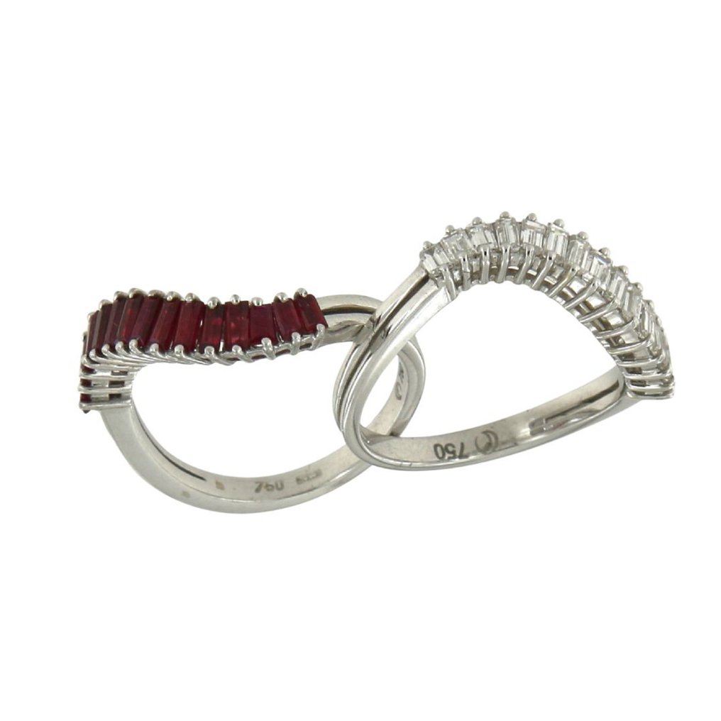 Inel - 18 ct. Aur alb -  0.97ct. tw. Diamant (Natural)  - Rubin #2.1