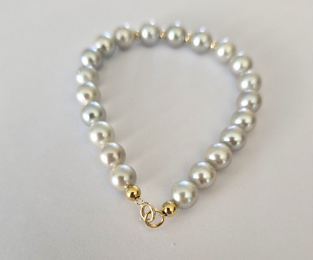 χωρίς τιμή ασφαλείας - Βραχιόλι - 14 καράτια Κίτρινο χρυσό - 61.70ct. tw. Μαργαριτάρι - Πολύ καθαρά μαργαριτάρια 7,5 mm. #2.1