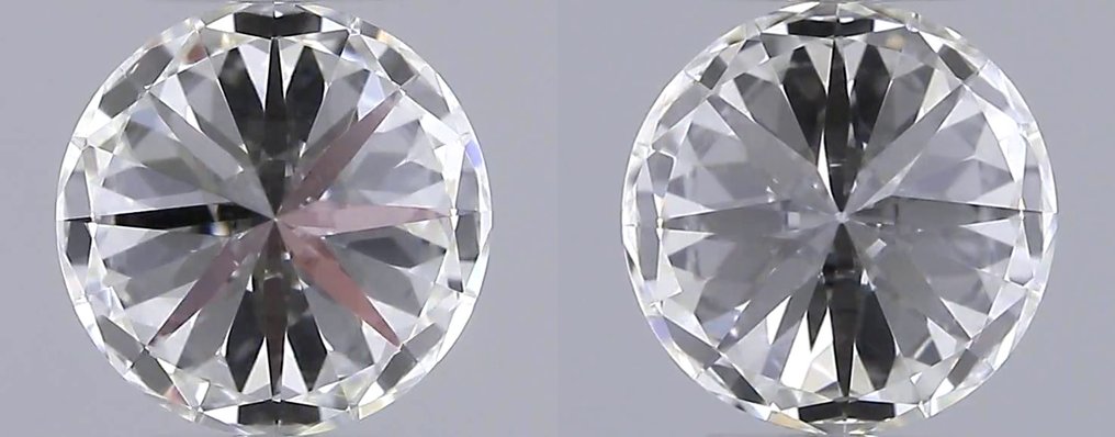 没有保留价 - 2 pcs 钻石 (天然) - 1.12 ct - 圆形 - H - IF - 国际宝石研究院(IGI) - 匹配对 3EX #3.2