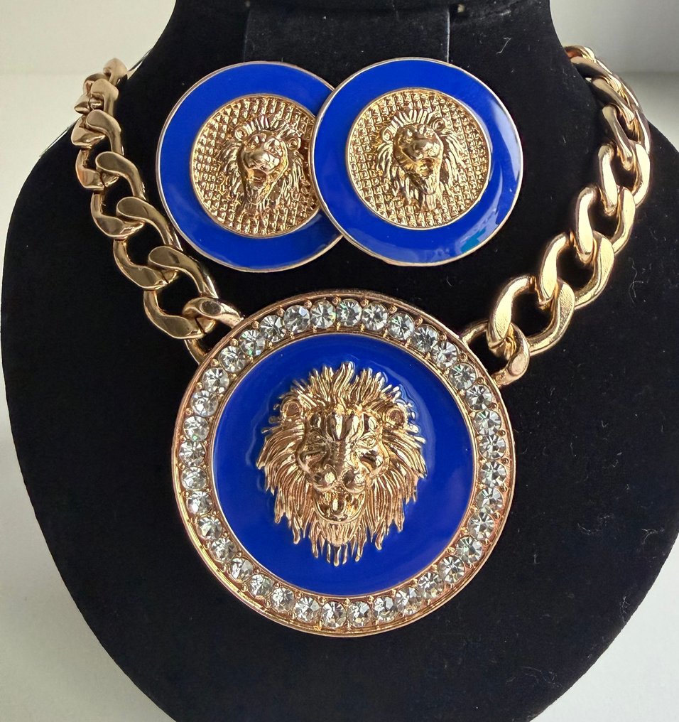 Colecție tematică - Set uimitor de lei în stil Imperium francez, placat cu aur de 24K și email #4.3