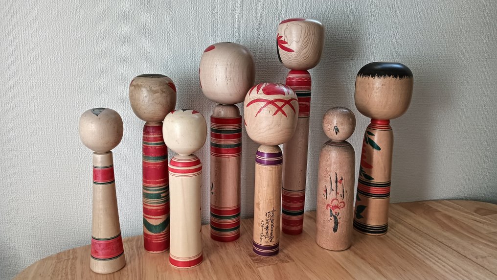 8个传统复古的日本小木偶 - 日本 - 20世纪下半叶 #4.3