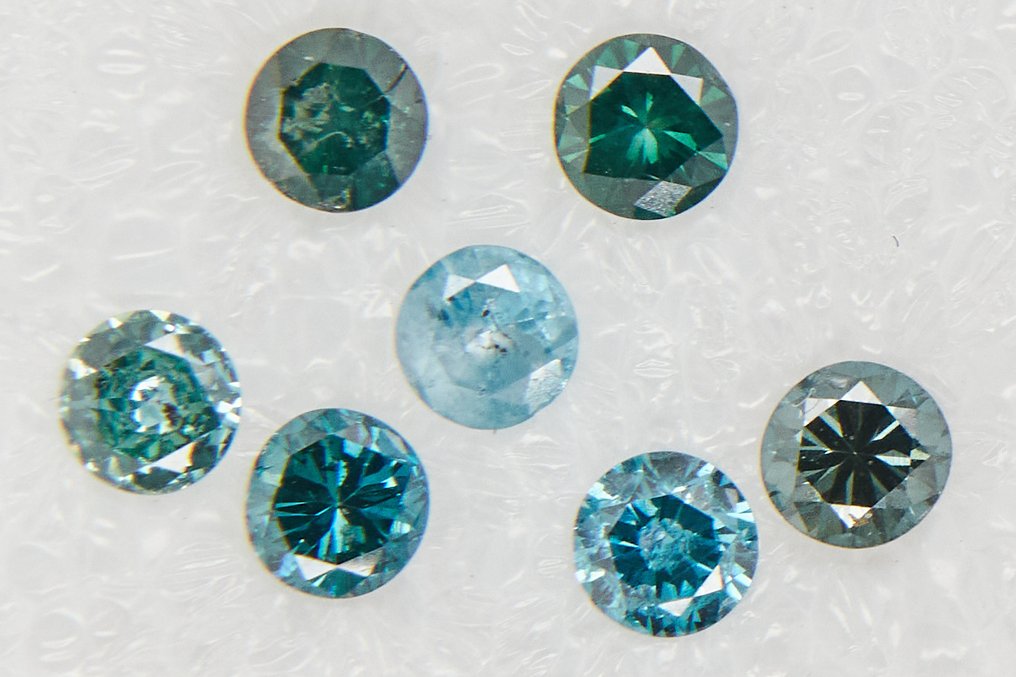 χωρίς τιμή ασφαλείας - 7 pcs Διαμάντι (Επεξεργασμένου χρώματος) - 1.05 ct - Στρογγυλό - SI1, SI2, I1, I2, I3 - Gem Report Antwerp (GRA) #1.0