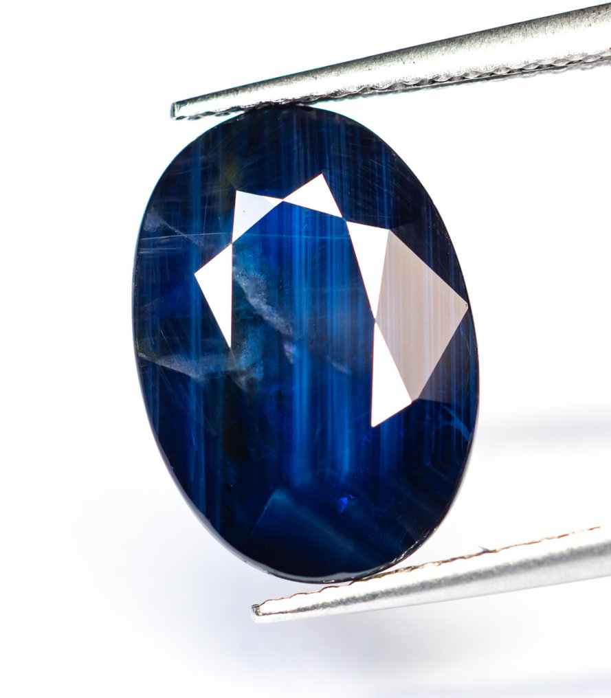 Fără preț de rezervă Safir  - 7.63 ct - Bellerophon Gemlab - Albastru închis #1.0
