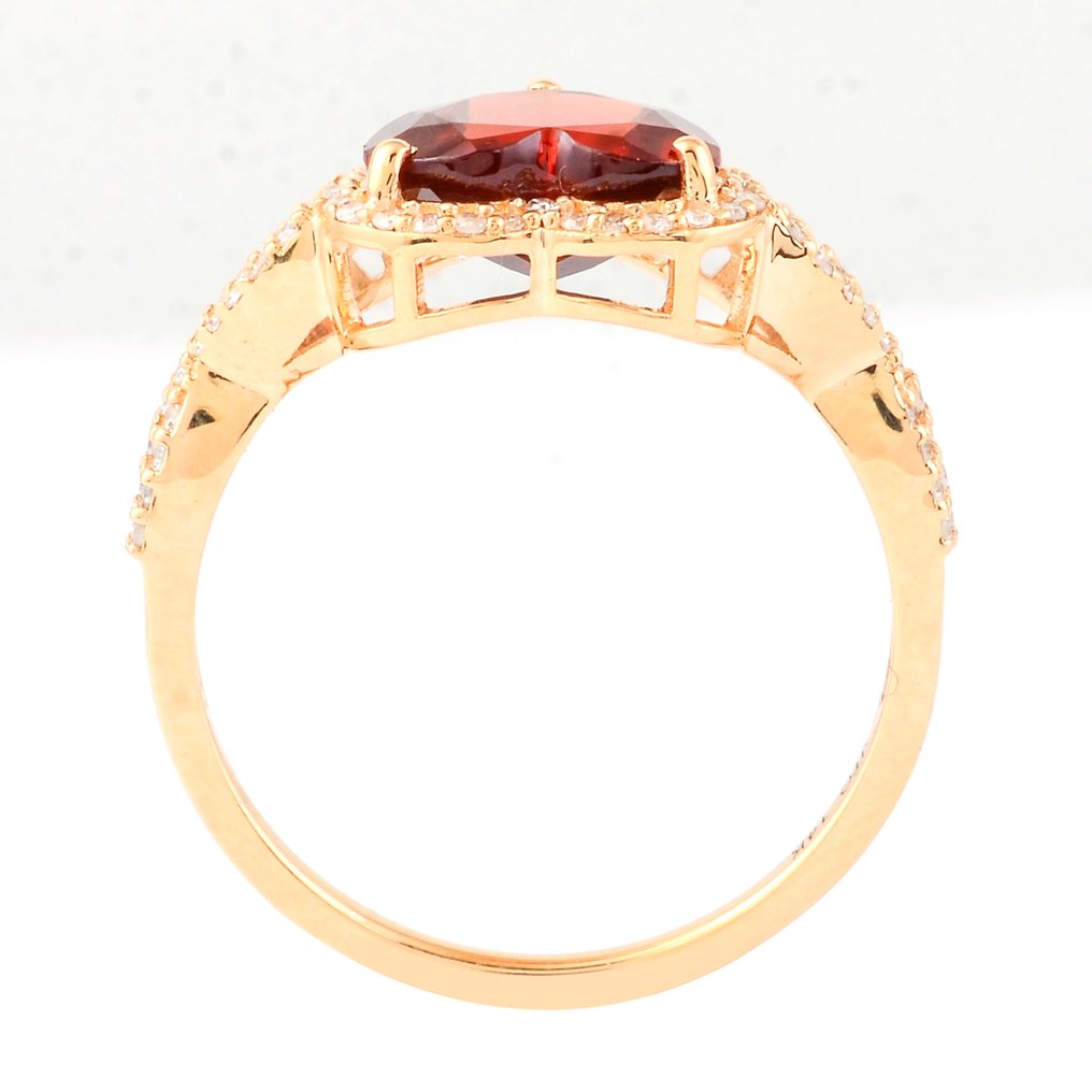 χωρίς τιμή ασφαλείας - Δαχτυλίδι - 14 καράτια Κίτρινο χρυσό -  2.25ct. tw. Γρανάτης - Διαμάντι #3.2