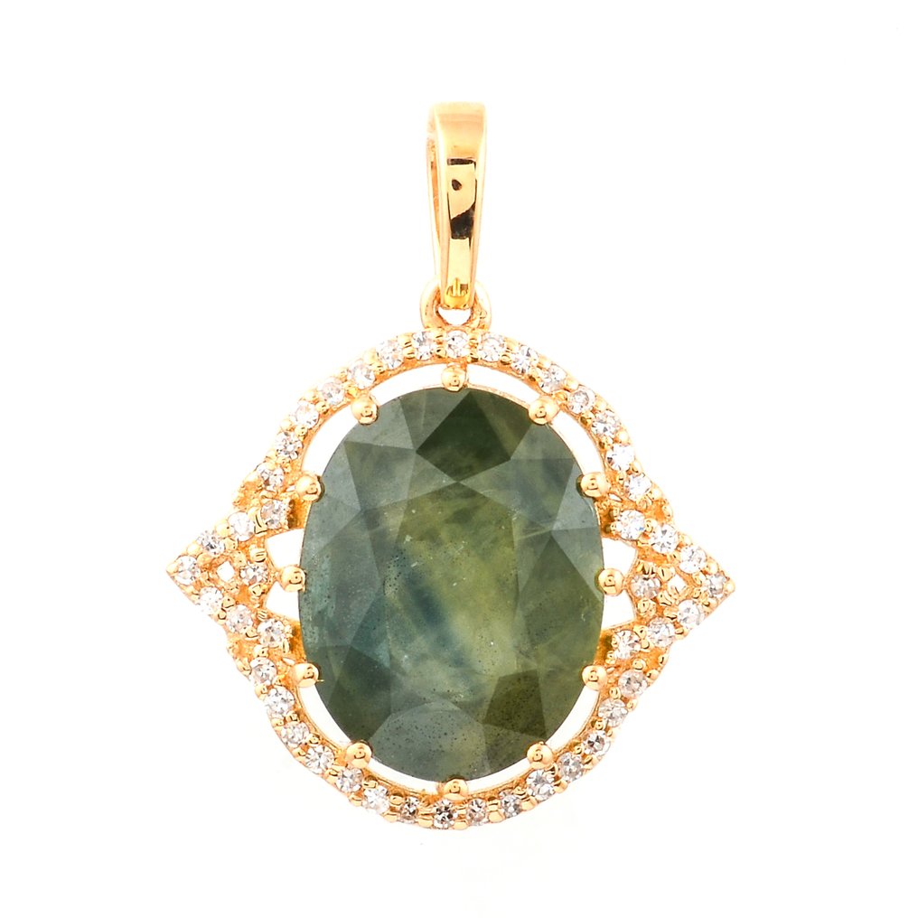 沒有保留價 - 墜飾 - 14 克拉 黃金 - 6.06ct. tw. 藍寶石 - 鉆石 #1.0