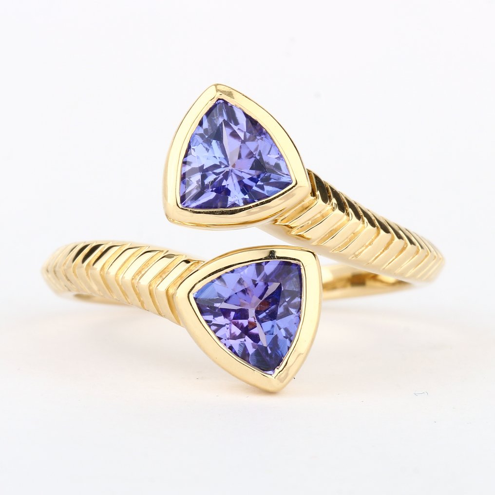 Fără preț de rezervă - Inel Placat cu aur, Argint -  1.50ct. tw. Tanzanite #1.0