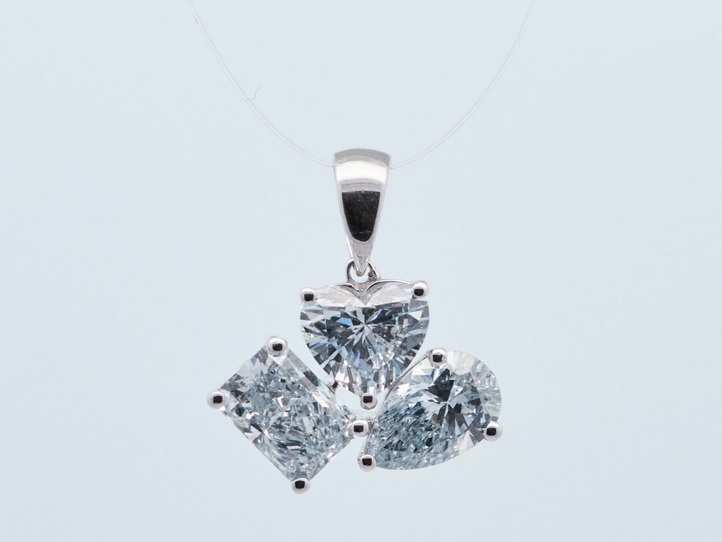 没有保留价 - 吊坠 - 14K包金 白金 - 2.31ct. tw. 钻石 (实验室培育) #1.0