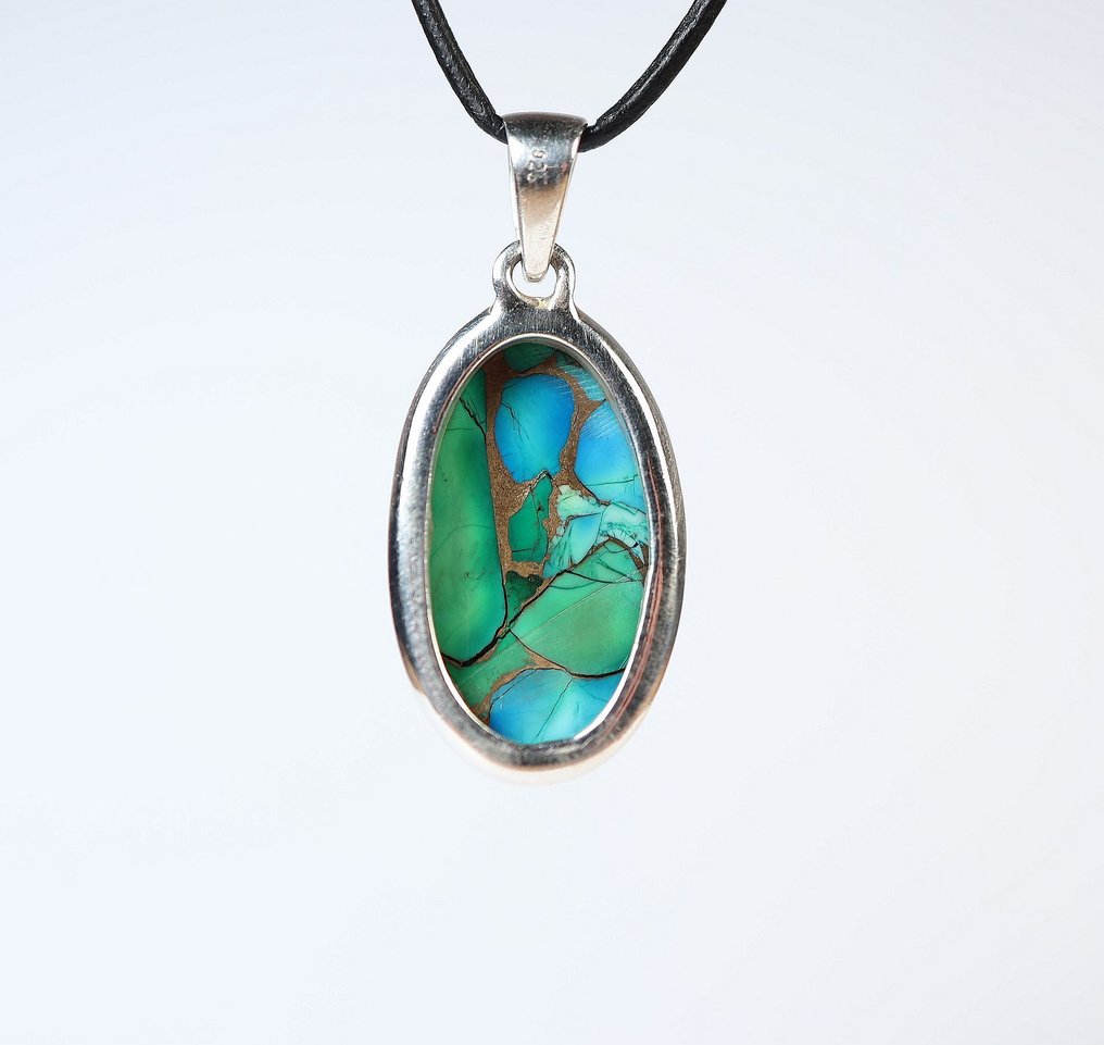 Μενταγιόν πεταλούδα, δάφνη, τιρκουάζ / Cabochon / νέο - 7.52 g - (1) #2.1