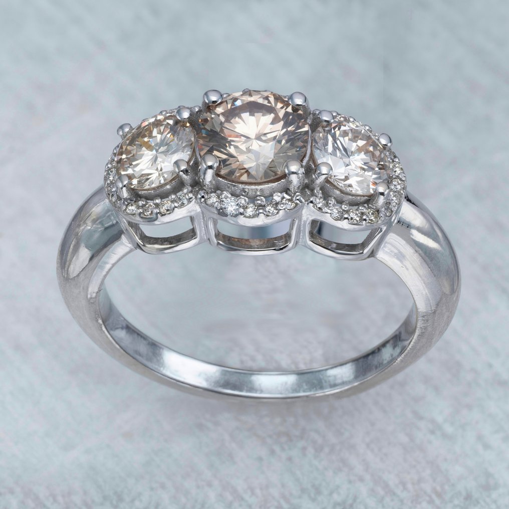 Δαχτυλίδι αρραβώνων - 14 καράτια Λευκός χρυσός - 1.67ct. tw. Διαμάντι (Φυσικού χρώματος) - Διαμάντι #1.0