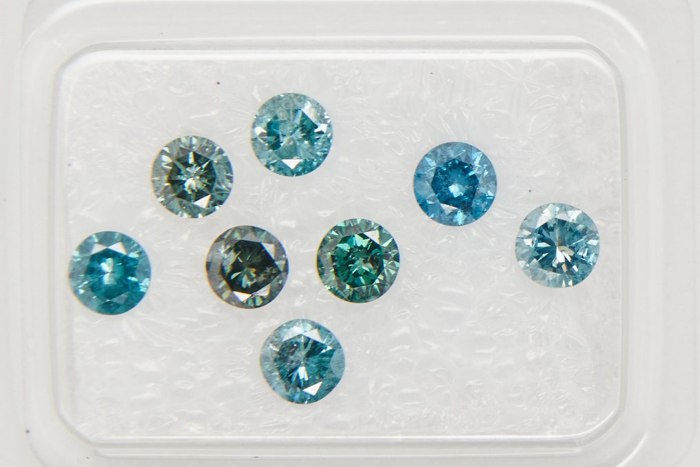 χωρίς τιμή ασφαλείας - 8 pcs Διαμάντι  (Επεξεργασμένου χρώματος)  - 1.17 ct - Στρογγυλό - I1, I2, I3 - Gem Report Antwerp (GRA) #2.1