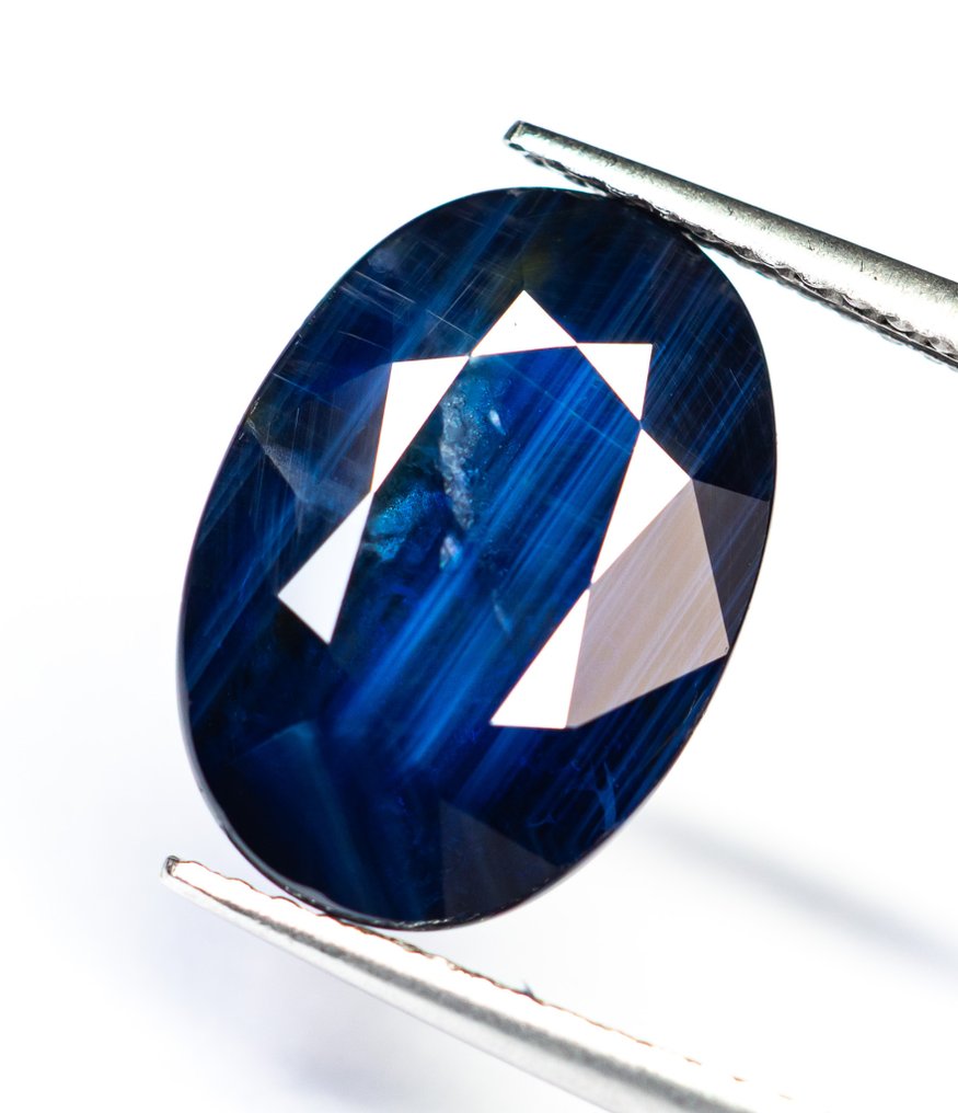 Fără preț de rezervă Safir  - 7.63 ct - Bellerophon Gemlab - Albastru închis #2.1