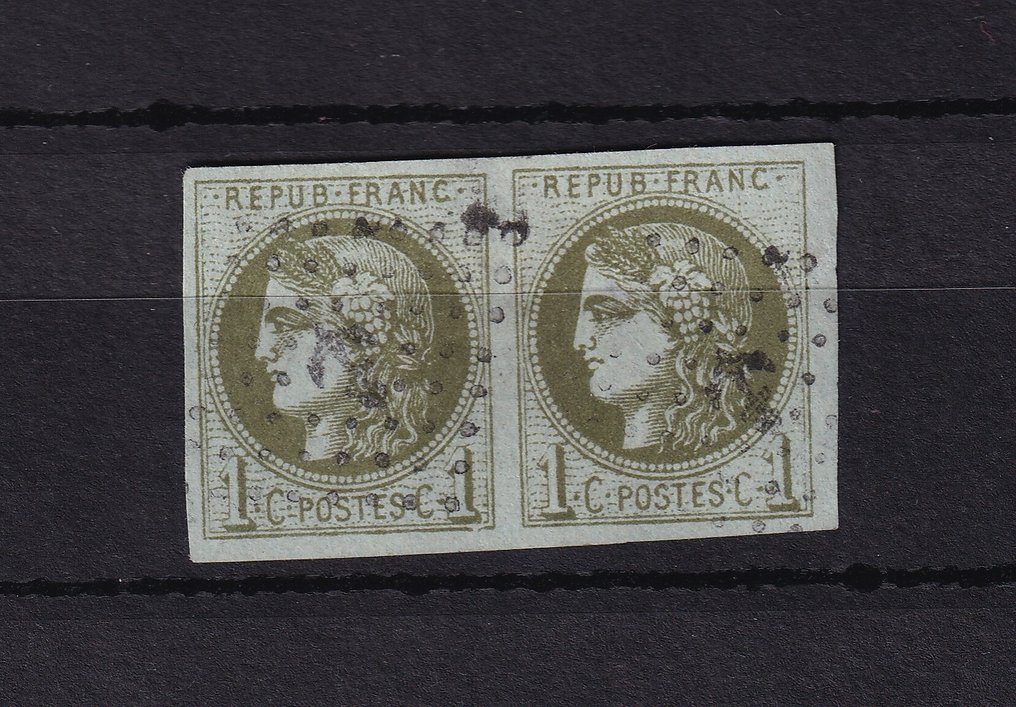 Frankreich 1870 - Hervorragende Marge auf das Bordeaux-Paar mit 1ct Report 2. - Yvert n°39B #1.0