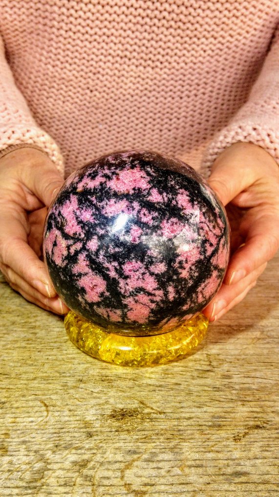 2,2 kg Massive Rhodonite - Sphere Specimen Top quality - Height: 10 cm - Width: 10 cm- 2243 g #1.0