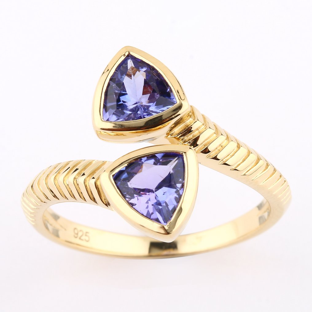 Fără preț de rezervă - Inel Placat cu aur, Argint -  1.50ct. tw. Tanzanite #1.0