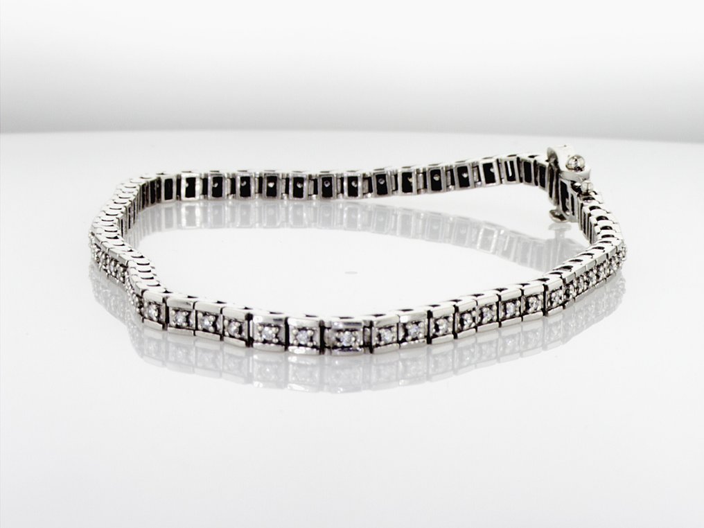 Βραχιόλι τένις - 18 καράτια Λευκός χρυσός - 0.60ct. tw. Διαμάντι (Φυσικό) - YKJ0012 #3.2
