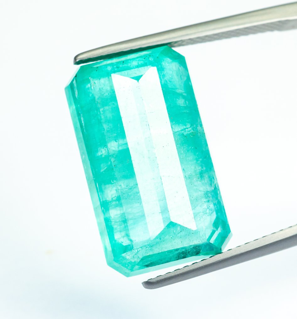 No reserve price Emerald - 17.55 ct - Bellerophon Gemlab - Bluish Green (Nigeria) #3.2