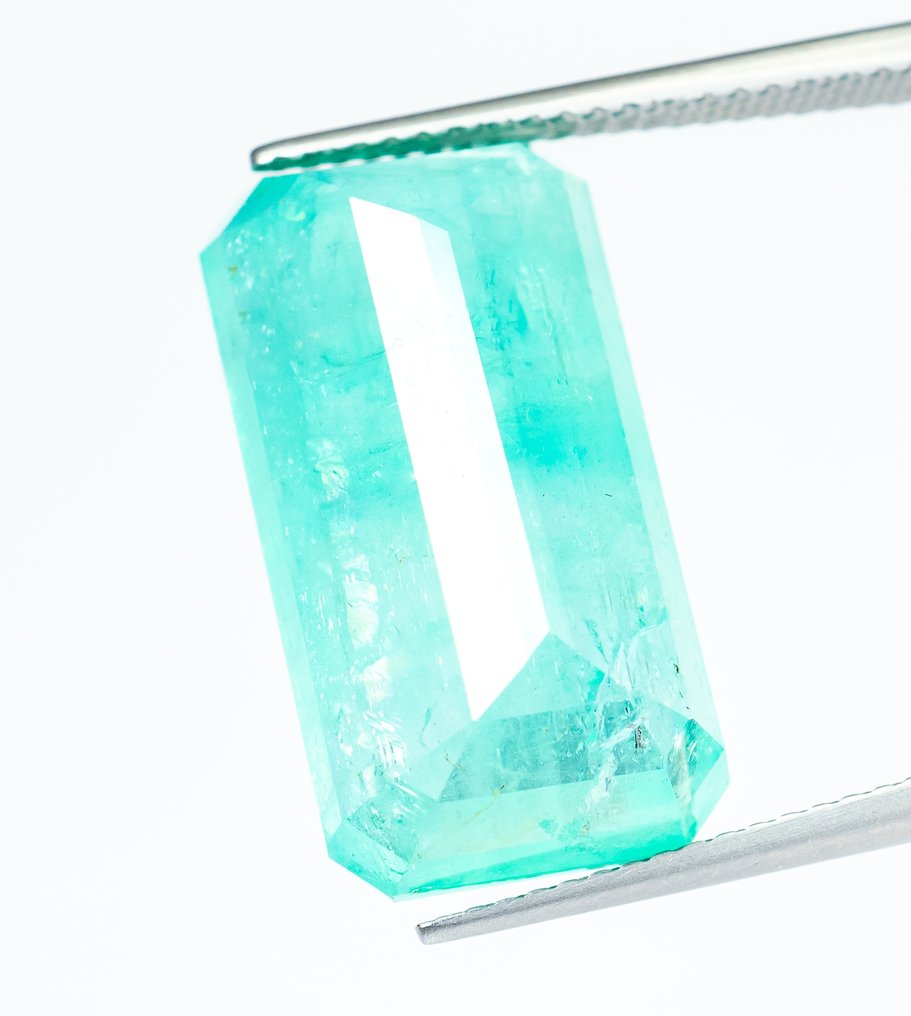 No Reserve Price Emerald  - 17.89 ct - Bellerophon Gemlab - Bluish Green (Nigeria) #3.2