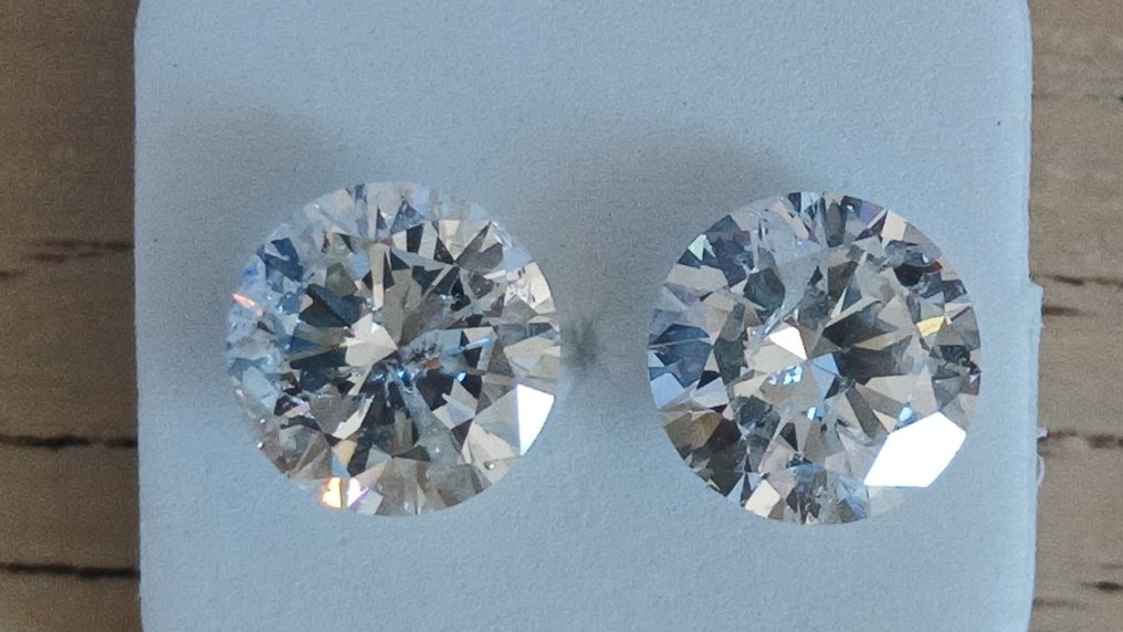 2 pcs Diamant (Natural) - 3.16 ct - Rund - G - I1 - Gemewizard Gemological Laboratory (GWLab) #1.0