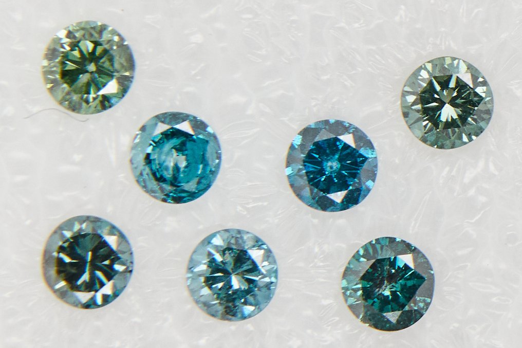 Ingen mindstepris - 7 pcs Diamant  (Farvebehandlet)  - 1.03 ct - Rund - SI1, SI2, I1, I2, I3 - Gem Report Antwerp (GRA) #1.0