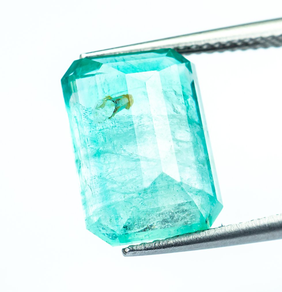 No reserve price Emerald  - 7.03 ct - Bellerophon Gemlab - Bluish Green (Nigeria) #3.2