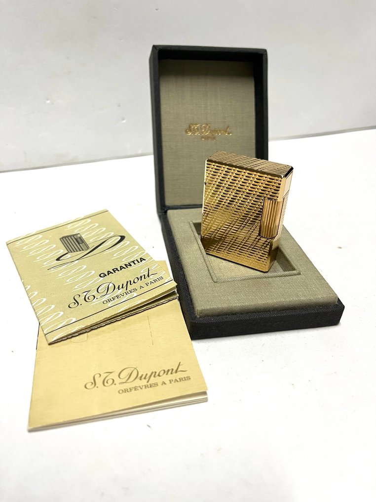 S.T. Dupont - NOS - L1 BS gold plated - lignes et baguettes obliques - Isqueiro - Banhado a ouro #1.0
