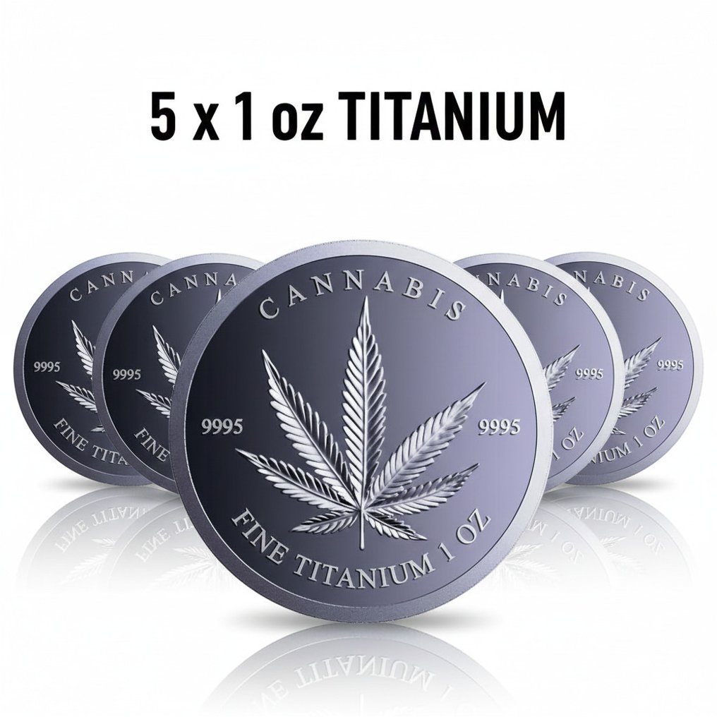 United States. 5 x 2026 1 oz Titanium Cannabis Rastafari Round BU  (No reserve price) #1.0