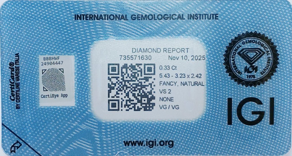 没有保留价 - 1 pcs 钻石  (天然色彩的)  - 0.33 ct - 梨形 - Fancy 稍带桃红色的, 棕色 - VS2 轻微内含二级 - 国际宝石研究院（IGI） #4.3