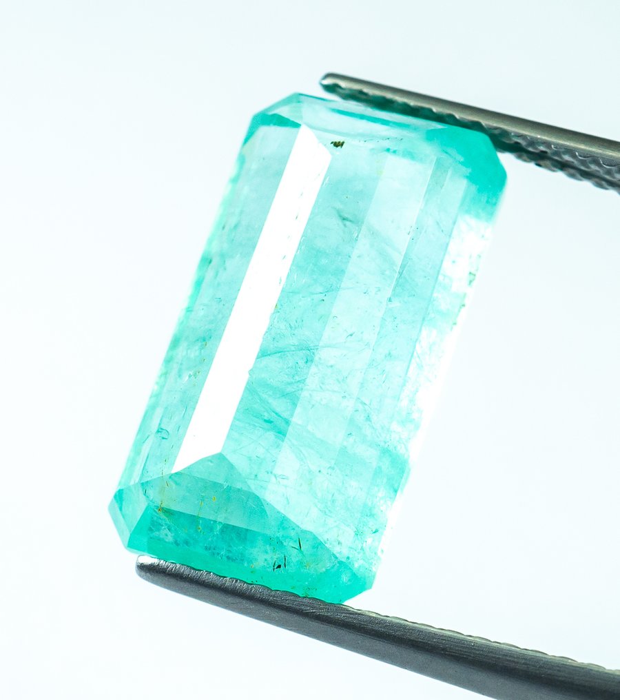 No reserve price Emerald  - 7.21 ct - Bellerophon Gemlab - Bluish Green (Nigeria) #4.3
