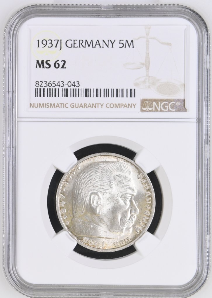 Germany, Third Reich 5 Reichsmark 1937 J MS62  (No Reserve Price) #1.0