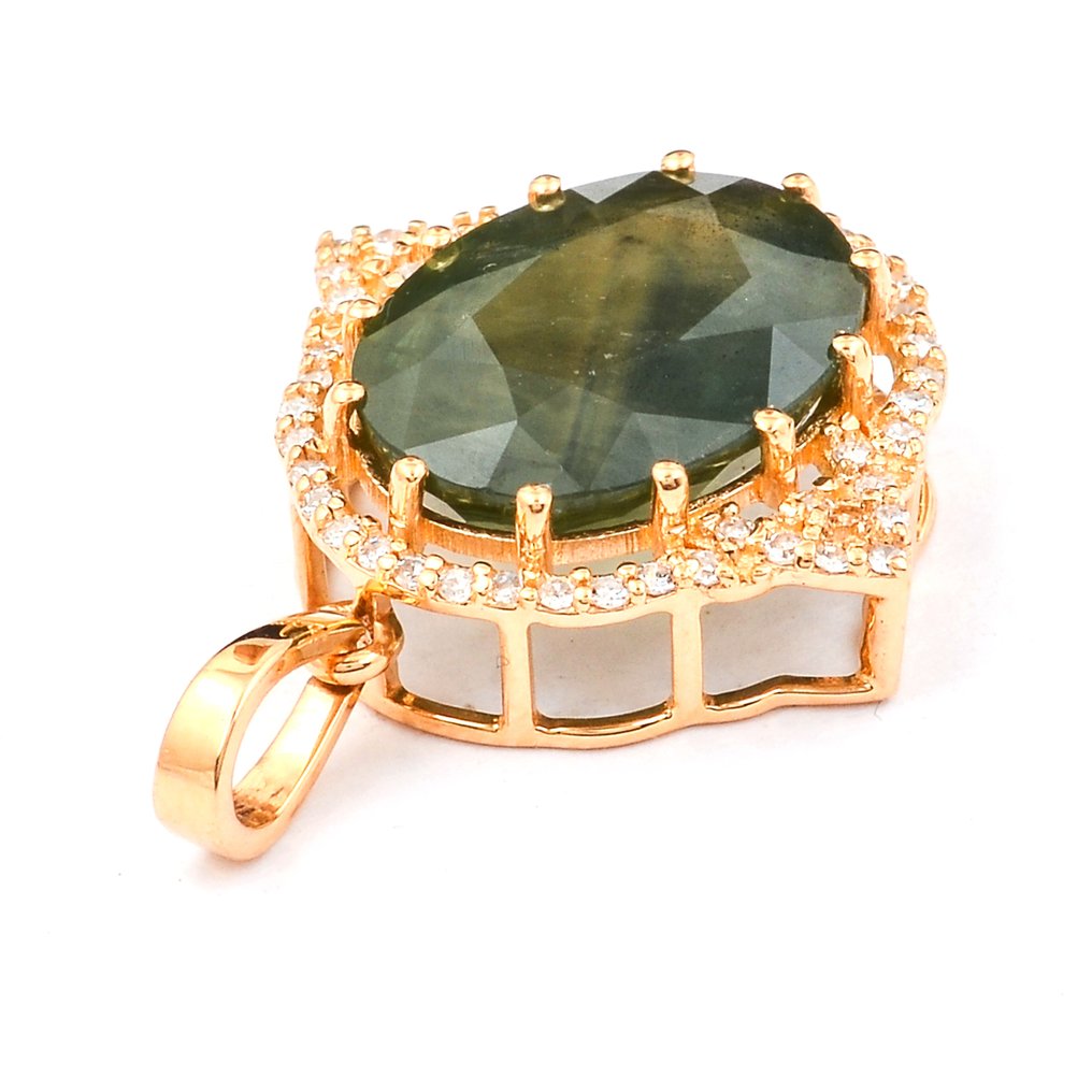 沒有保留價 - 墜飾 - 14 克拉 黃金 - 6.06ct. tw. 藍寶石 - 鉆石 #3.2