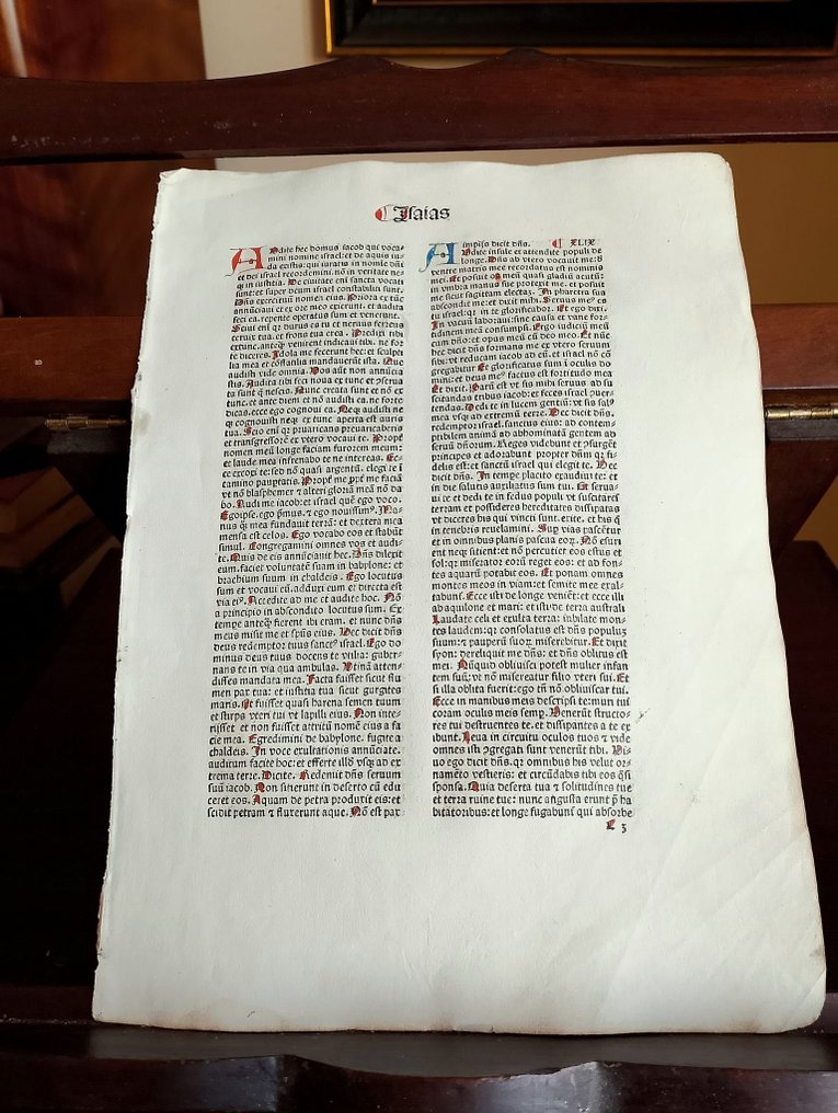 Nicolaus de Lyra - Sheet from Incunable Biblia latina ( Isaias Gospel ) Venice Italy incunabolo Bibbia Italian book - 1482 #3.2