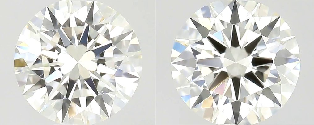 No Reserve Price - 2 pcs Diamond (Natural) - 1.01 ct - Round - I - IF - International Gemological Institute (IGI) - *Matching Pair* *3EX Non* #1.0
