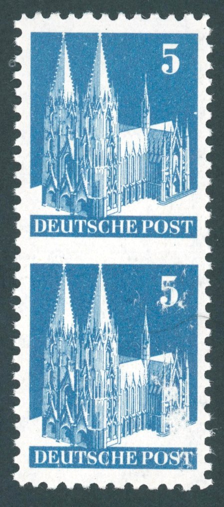 Allied Occupation - Germany (American and british zone) 1948 - Mint vertical pair of 5 Pf. with center unperforated. - Mi.Nr. 75 wg UMw #1.0