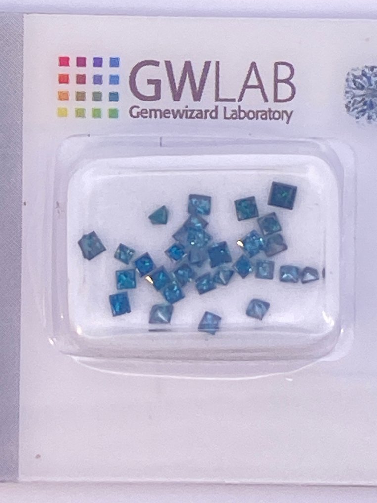 没有保留价 - 30 pcs 钻石  (经彩色处理)  - 1.01 ct - 方形 - VS1 轻微内含一级, SI2 微内三含级 - Gemewizard宝石实验室（GWLab） #1.0