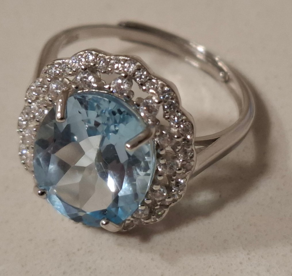 Senza Prezzo di Riserva - Anello Argento Topazio - Gema natural 8 CT #1.0