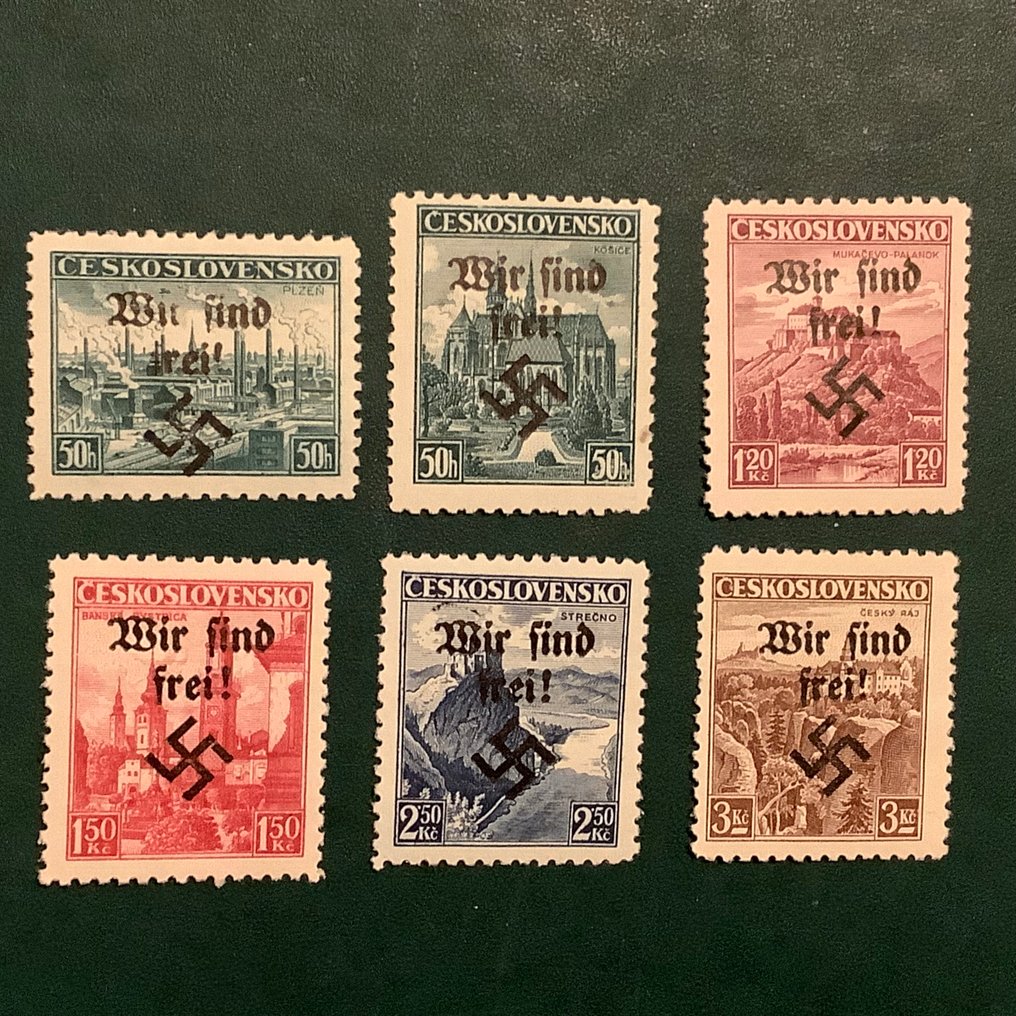 Bohemia and Moravia 1938 - Rumberg: 6 landscape stamps with the inscription 'wir sind frei' - Michel #1.0