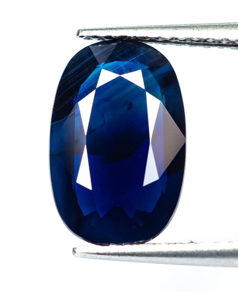 Ohne mindestpreis Saphir - 4.37 ct - Bellerophon Gemlab - Dunkelblau #1.0