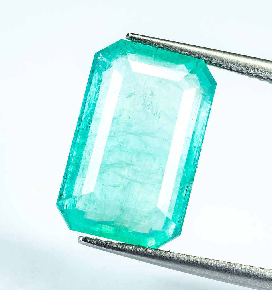 No reserve price Emerald - 9.84 ct - Bellerophon Gemlab - Bluish Green (Nigeria) #2.1