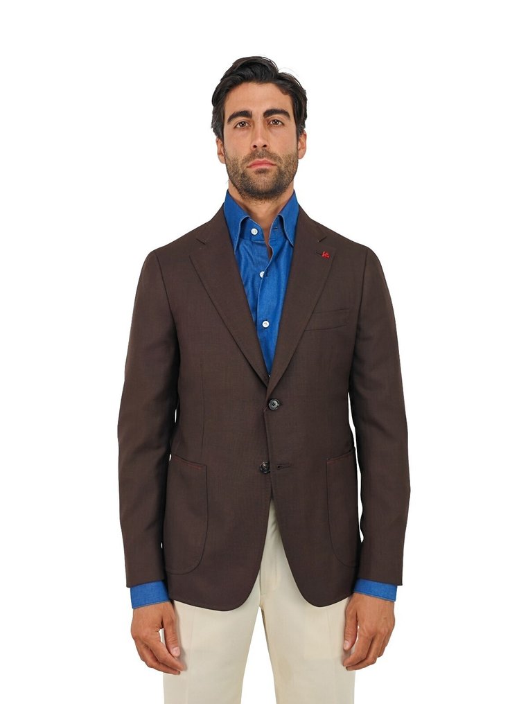 ISAIA NAPOLI RRP 4850€ Dark Brown Hand-Sewn Sport Coat Wool 8R - 50 IT - Blazer - New with tags #1.0